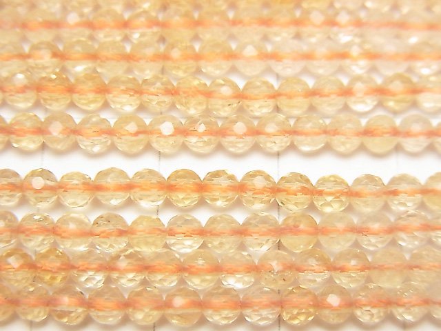 [Video] High Quality! Light Color Citrine AAA- Semi Faceted Round 3mm 1strand beads (aprx.15inch / 37cm)