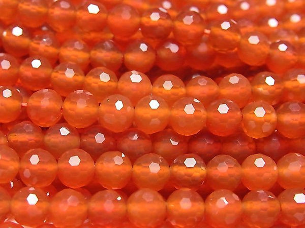 [Video] High Quality! Carnelian AAA 128Faceted Round 6mm 1strand beads (aprx.15inch / 37cm)
