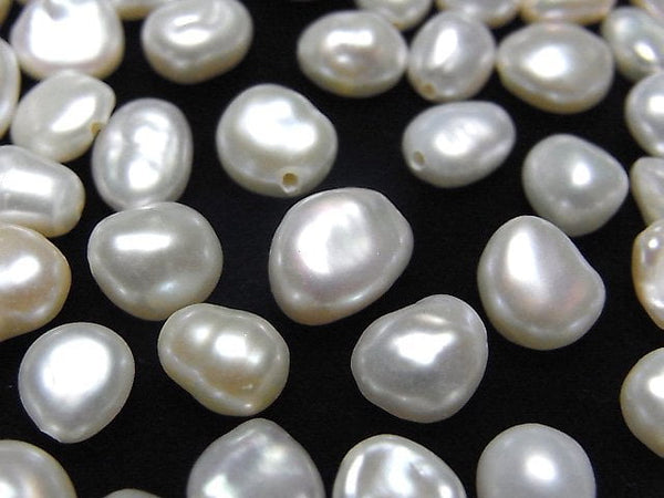 [Video] Fresh Water Pearl AA++ Loose stone Potato-Baroque 6-10mm [Half Drilled Hole] White 10pcs