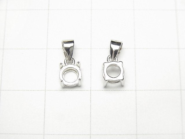 [Video] Silver925 Pendant Frame Round Faceted 5mm Rhodium Plated 1pc
