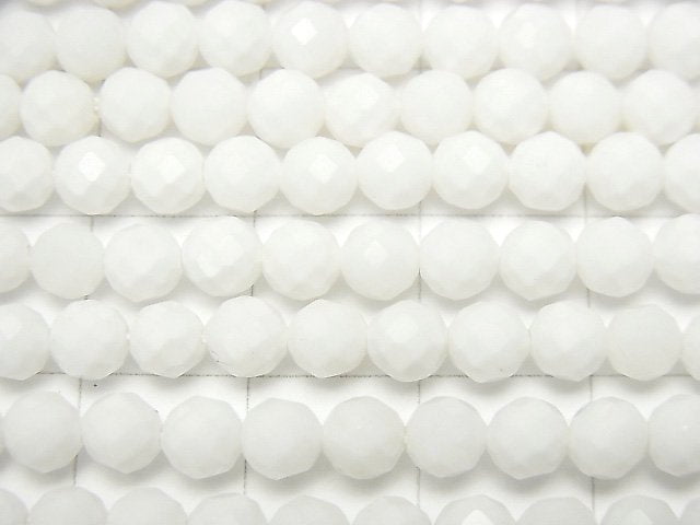 [Video] High Quality! White Shell Faceted Round 4mm 1strand beads (aprx.15inch / 38cm)