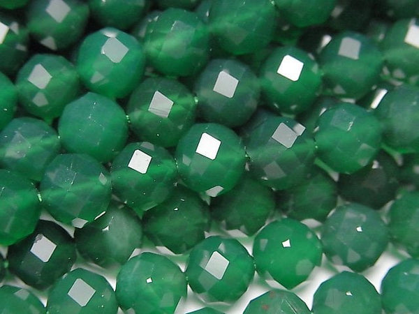 [Video] High Quality! Green Onyx AAA 64Faceted Round 8mm 1strand beads (aprx.15inch / 36cm)