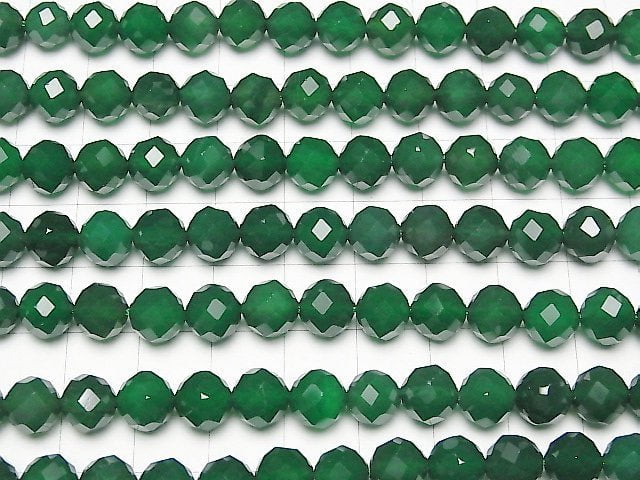 [Video] High Quality! Green Onyx AAA 64Faceted Round 8mm 1strand beads (aprx.15inch / 36cm)