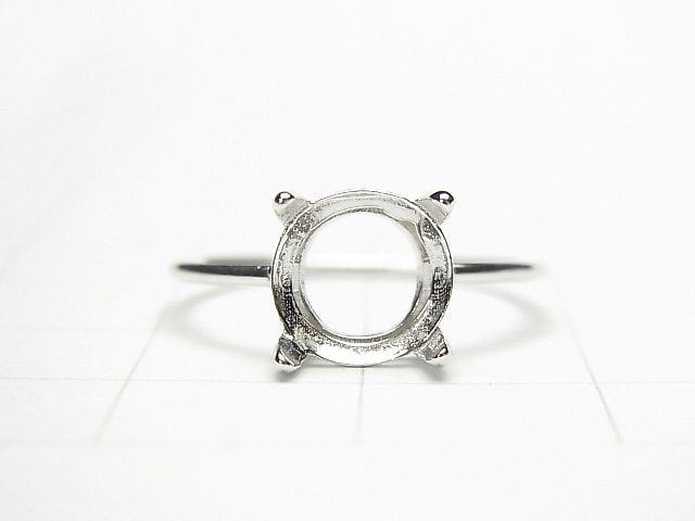 [Video]Silver925 Ring Frame (Prong Setting) Round Faceted 8mm Rhodium Plated 1pc