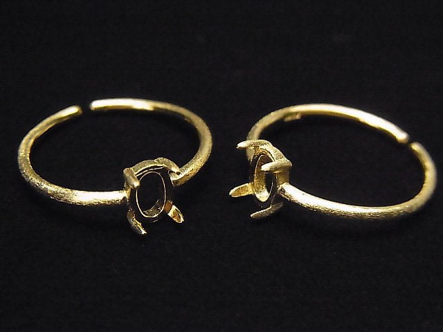 [Video] Silver925 Ring Empty Frame (Nail Clasp) Oval 6x4mm Hairline 18KGP Free Size 1pc