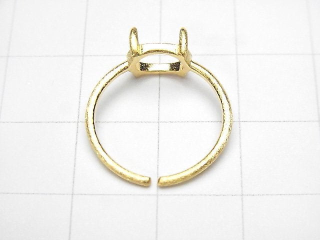[Video] Silver925 Ring Frame (Prong Setting) Sideways Oval 8x6mm Hairline 18KGP Free Size 1pc