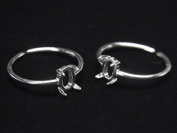 [Video] Silver925 Ring Empty Frame (Nail Clasp) Oval 6x4mm No coating Free size 1pc