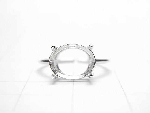 [Video] Silver925 Ring Frame (Prong Setting) Sideways Oval Faceted 10x8mm Rhodium Plated Free Size 1pc