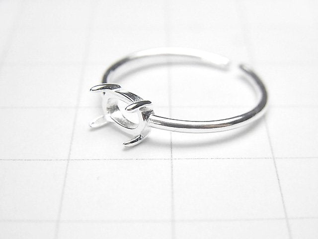 [Video] Silver925 Ring Frame (Prong Setting) Sideways Oval 6x4mm No coating Free size 1pc