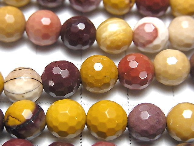 [Video] High Quality! Mookaite 128Faceted Round 8mm 1strand beads (aprx.15inch / 36cm)