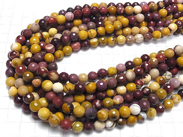 [Video] High Quality! Mookaite 128Faceted Round 8mm 1strand beads (aprx.15inch / 36cm)