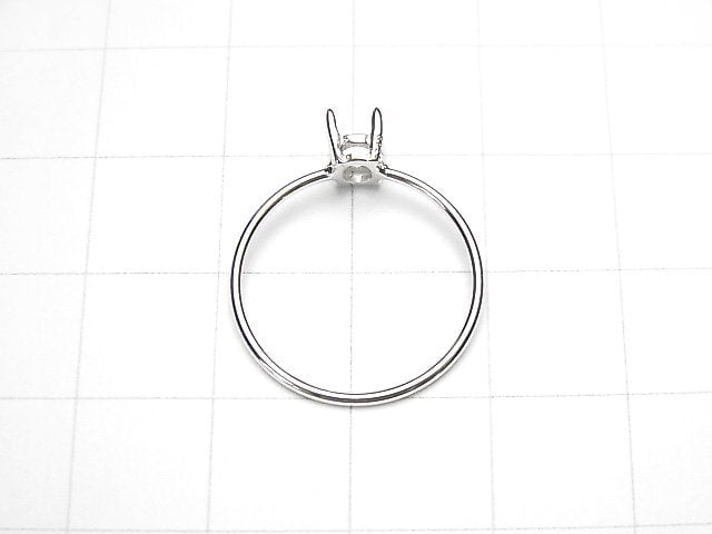 [Video] Silver925 Ring Empty Frame (Claw Clasp) Oval Faceted 6x4mm Rhodium Plated 1pc