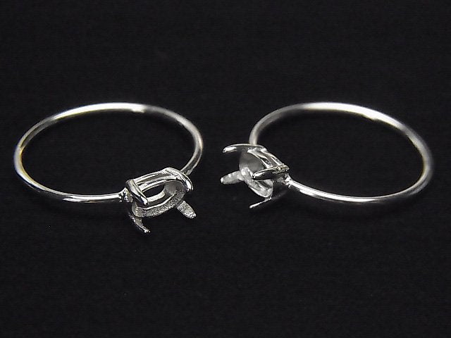 [Video] Silver925 Ring Empty Frame (Claw Clasp) Sideways Oval Faceted 6x4mm Rhodium Plated 1pc