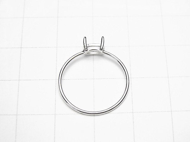 [Video] Silver925 Ring Empty Frame (Claw Clasp) Sideways Oval Faceted 6x4mm Rhodium Plated 1pc