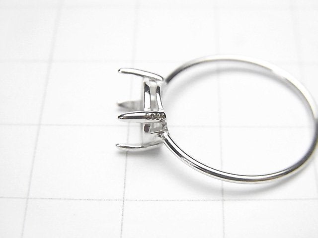 [Video] Silver925 Ring Frame (Prong Setting) Sideways Oval Faceted 8x6mm Rhodium Plated 1pc