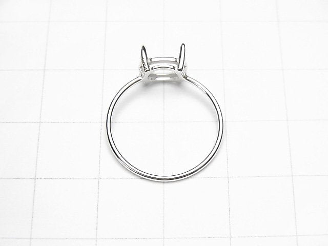 [Video] Silver925 Ring Frame (Prong Setting) Sideways Oval Faceted 8x6mm Rhodium Plated 1pc