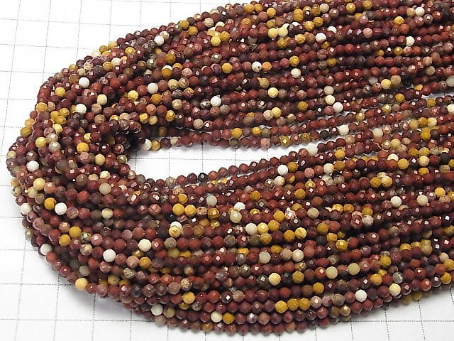 [Video] High Quality! Mookaite Faceted Round 3mm 1strand beads (aprx.15inch / 37cm)