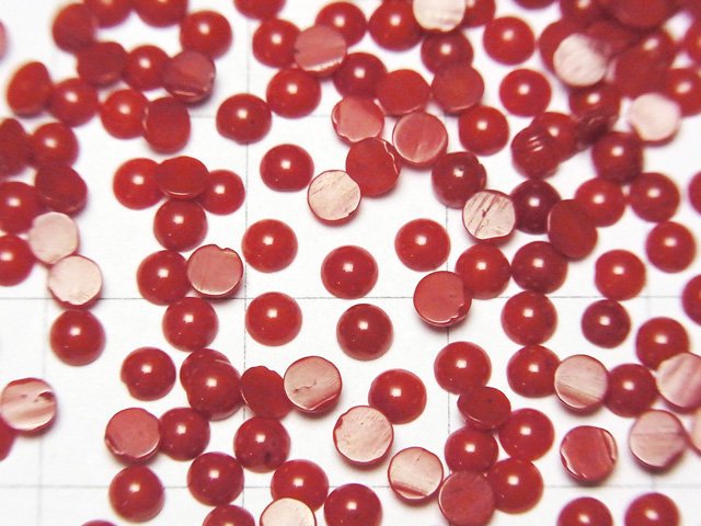 [Video] Red Coral (Dyed) Round Cabochon 3x3mm 20pcs