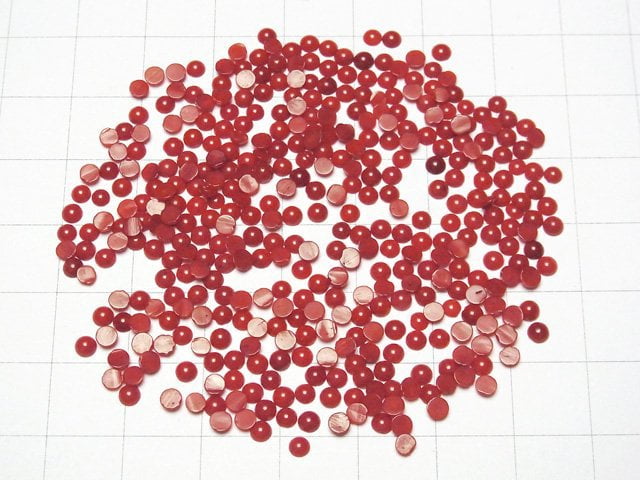 [Video] Red Coral (Dyed) Round Cabochon 3x3mm 20pcs