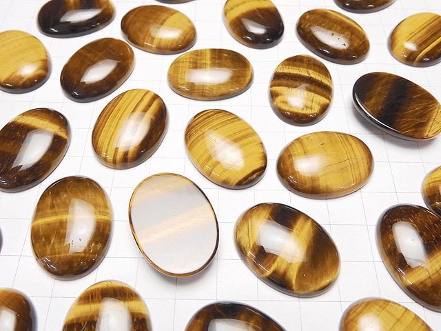 [Video] Yellow Tiger's Eye AA++ Oval Cabochon 30x22mm 1pc