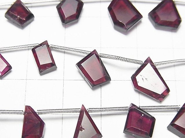 [Video] High Quality Rhodolite Garnet AAA- Rough Slice Faceted 1strand (9pcs)