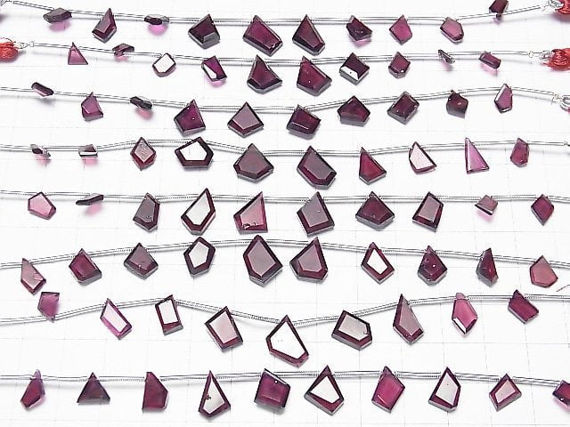 [Video] High Quality Rhodolite Garnet AAA- Rough Slice Faceted 1strand (9pcs)