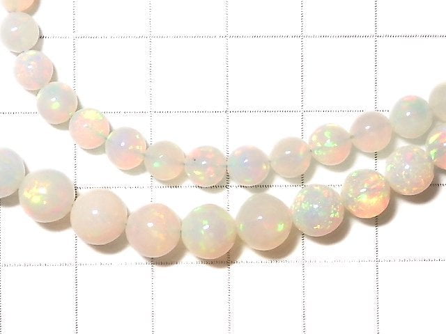 [Video] [One of a kind] Top Quality Precious Opal AAAAA Round 4.5-7mm Size Gradation 1strand beads (aprx.16inch / 40cm) NO.5