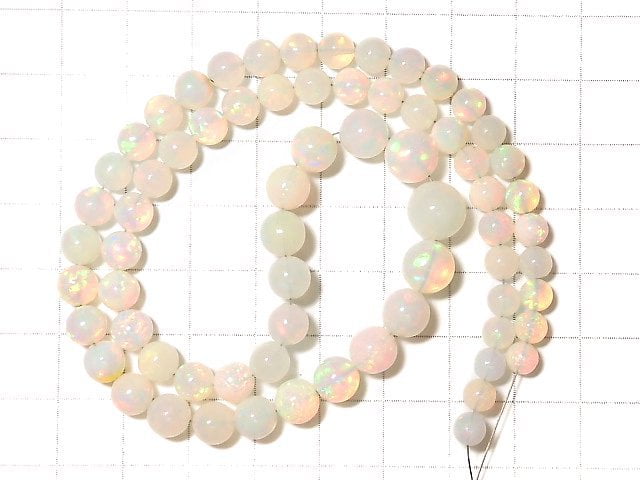[Video] [One of a kind] Top Quality Precious Opal AAAAA Round 4.5-9mm Size Gradation 1strand beads (aprx.16inch / 40cm) NO.9