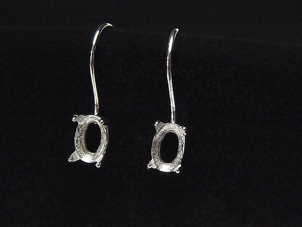 [Video] Silver925 Earwire Empty Frame (Nail Clasp) Oval Faceted 6x4mm Rhodium Plated 1pair