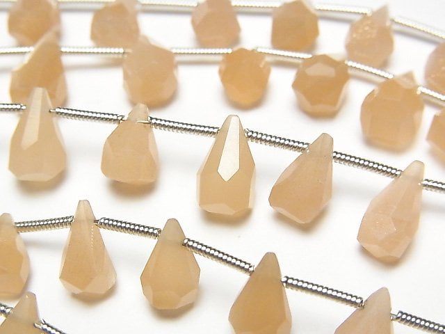 [Video] High Quality Orange Moonstone AAA- Rough Drop Faceted Briolette 1strand beads (aprx.7inch / 18cm)