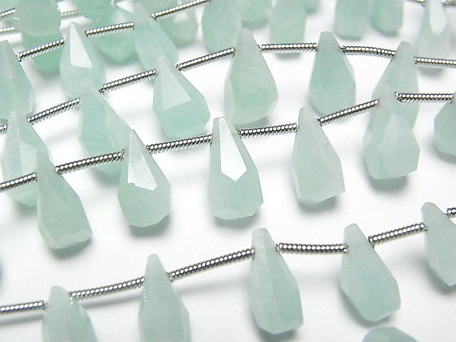 [Video] Amazonite AA+ Rough Drop Faceted Briolette 1strand beads (aprx.7inch / 18cm)