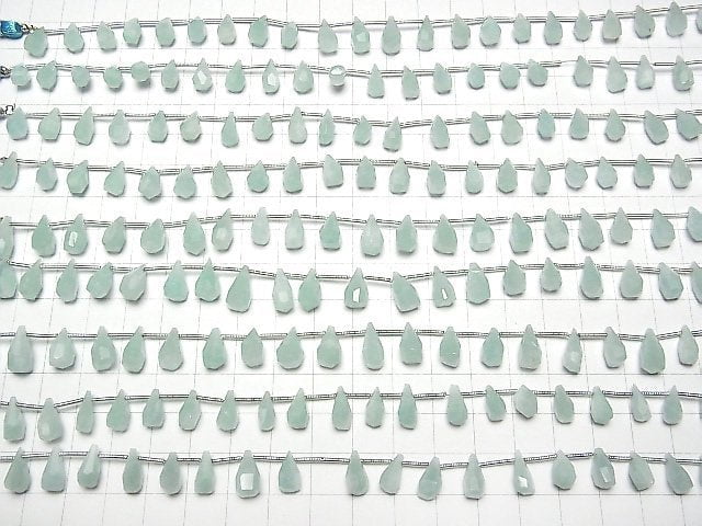 [Video] Amazonite AA+ Rough Drop Faceted Briolette 1strand beads (aprx.7inch / 18cm)