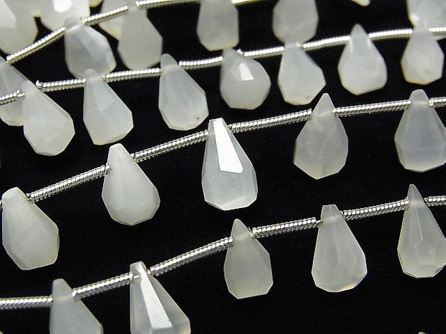 [Video] White Moonstone AAA Rough Drop Faceted Briolette 1strand beads (aprx.7inch / 18cm)