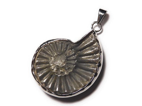 [Video] [One of a kind] Ammonite Pyrite Pendant Silver925 NO.104