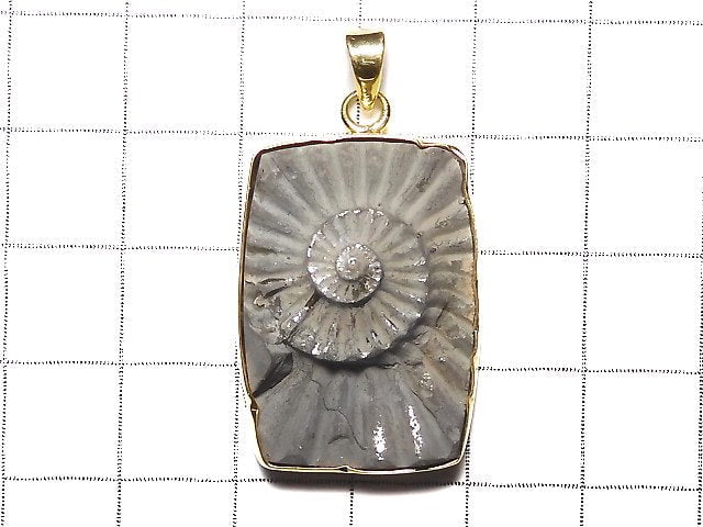 [Video] [One of a kind] Ammonite Pyrite Pendant 18KGP NO.114