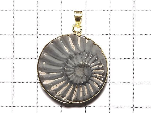 [Video] [One of a kind] Ammonite Pyrite Pendant 18KGP NO.118