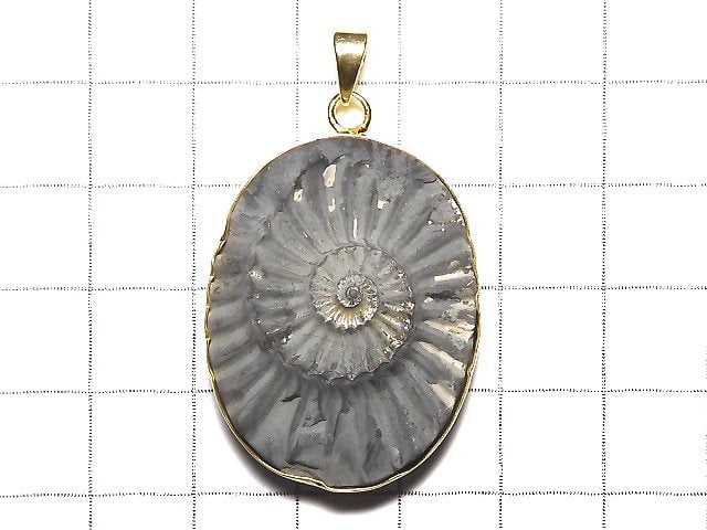 [Video] [One of a kind] Ammonite Pyrite Pendant 18KGP NO.119