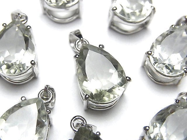 [Video] High Quality Green Amethyst AAA Pear shape Faceted Pendant 14x10mm Silver925