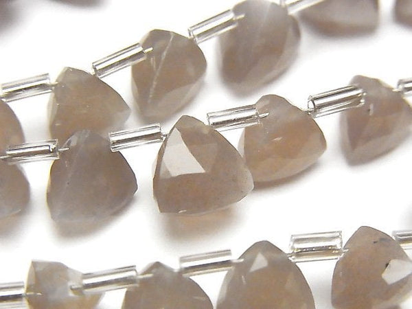 [Video] High Quality Brown Moonstone AAA- 3D Triangle Cut 1strand beads (aprx.6inch / 14cm)