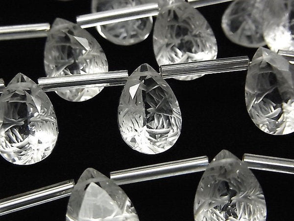 [Video]High Quality Crystal AAA Carved Pear shape Faceted 14x10mm 1strand (8pcs )