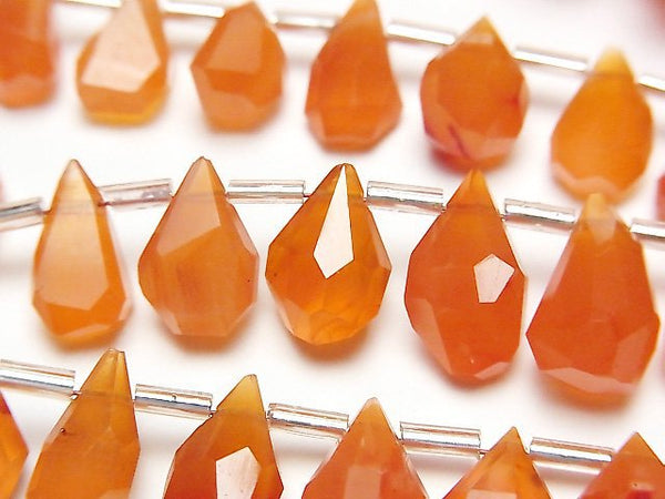 [Video]High Quality Carnelian AAA- Rough Drop Faceted Briolette 1strand (18pcs )