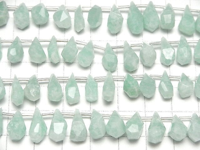 [Video]Amazonite AA+ Rough Drop Faceted Briolette [S size] half or 1strand (18pcs)