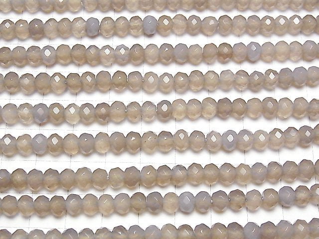 [Video] High Quality! Gray Onyx Faceted Button Roundel 6x6x4.5mm half or 1strand beads (aprx.15inch / 38cm)