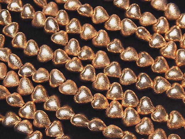 Copper Vertical Hole Heart 8x8x5mm 1strand beads (aprx.7inch / 18cm)