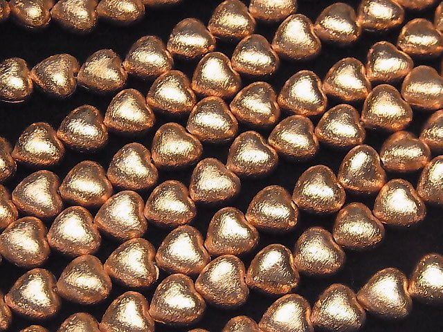 Copper Vertical Hole Heart 10x10x6mm 1strand beads (aprx.7inch / 18cm)