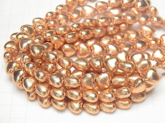 Copper Vertical Hole Heart 10x10x6mm 1strand beads (aprx.7inch / 18cm)