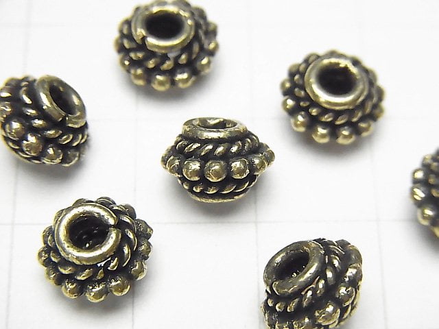 Brass  Roundel 9x9x5mm Oxidized Finish  half or 1strand beads (aprx.7inch/18cm)