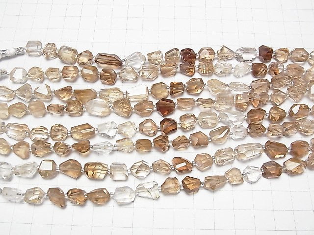 [Video]High Quality Brown Topaz AAA- Faceted Nugget 1strand beads (aprx.7inch/18cm)