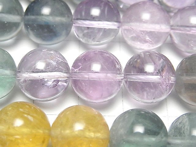 [Video] Multicolor Fluorite AA++ Round 12mm half or 1strand beads (aprx.15inch/37cm)