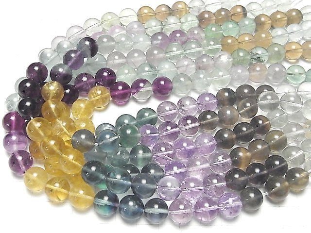 [Video] Multicolor Fluorite AA++ Round 12mm half or 1strand beads (aprx.15inch/37cm)